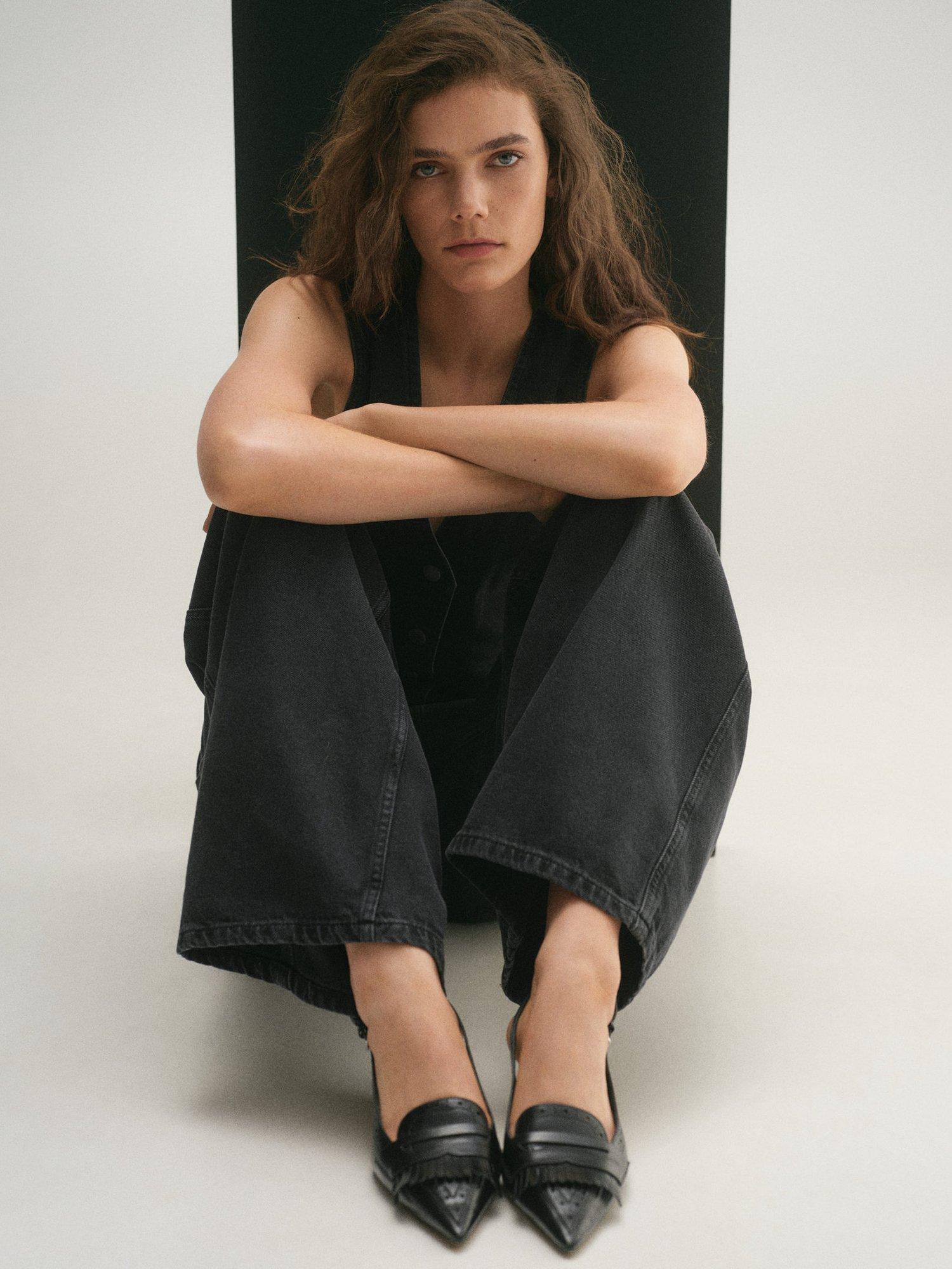 Product image 6 of 7, which shows Mango Daphne High Rise Wide Leg Jeans, Open Grey, 10