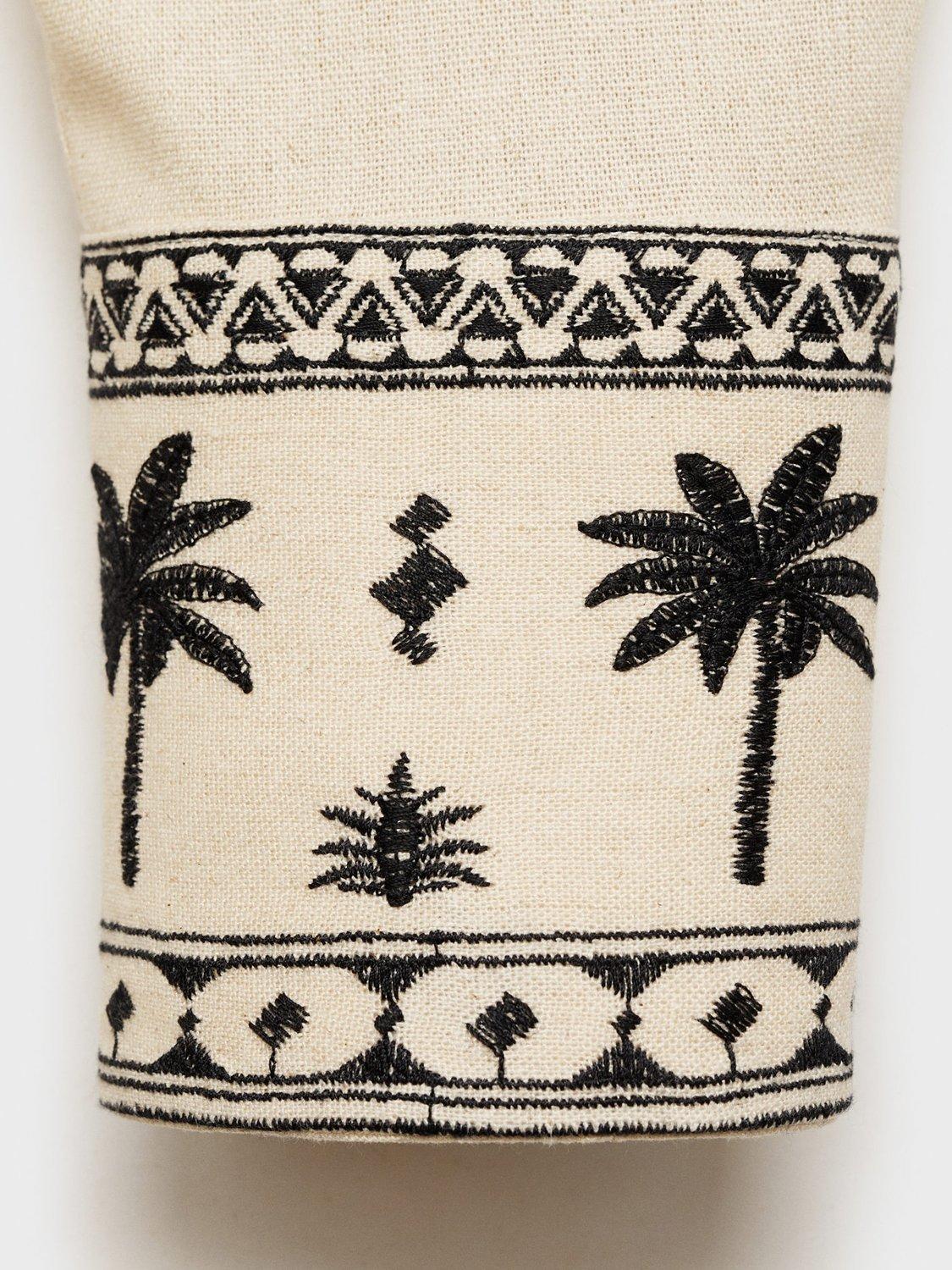Product image 5 of 8, which shows Mango Embroidered Palm Knot Front Shirt, Beige/Black, 10