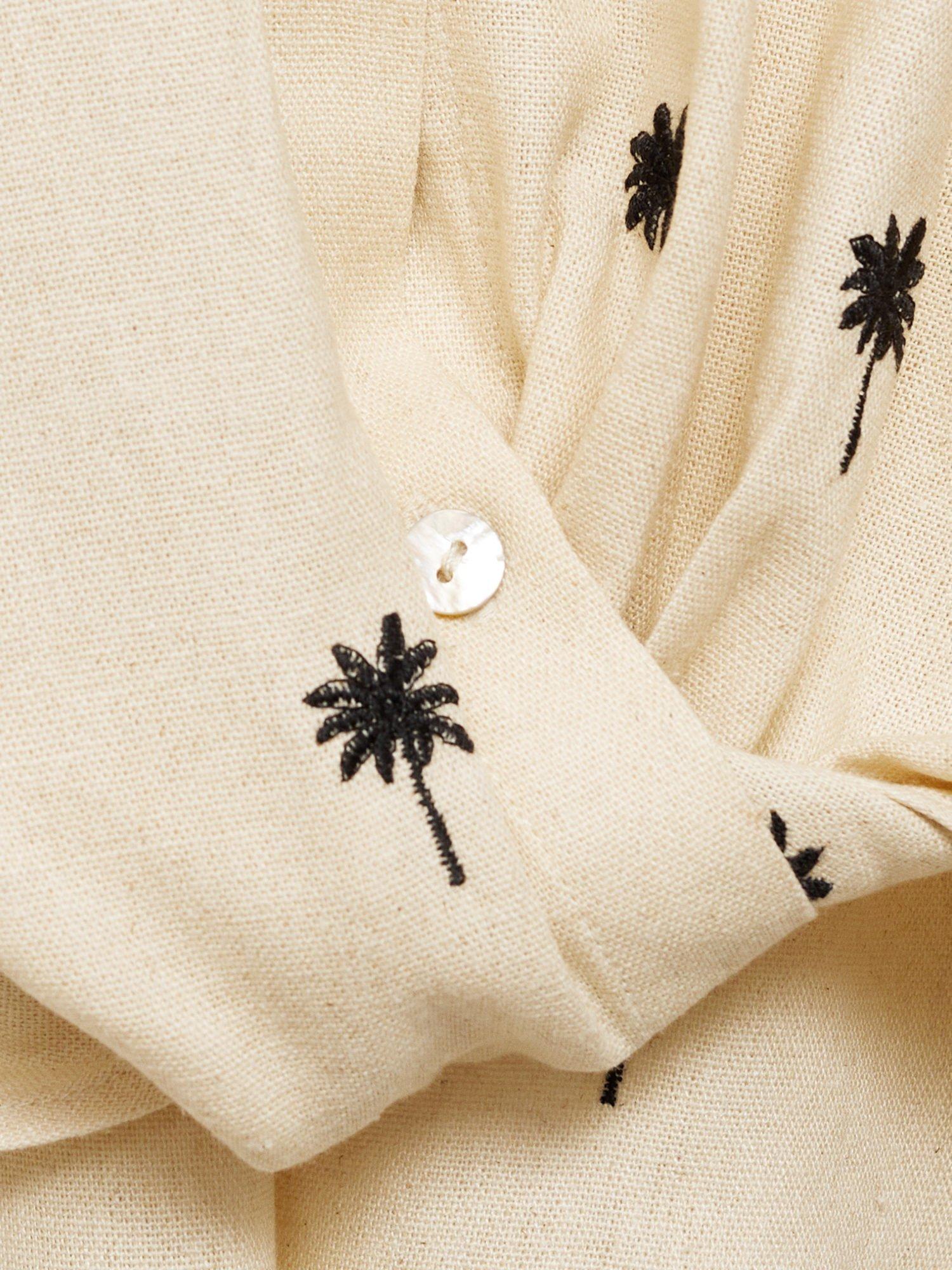 Product image 8 of 8, which shows Mango Embroidered Palm Knot Front Shirt, Beige/Black, 10
