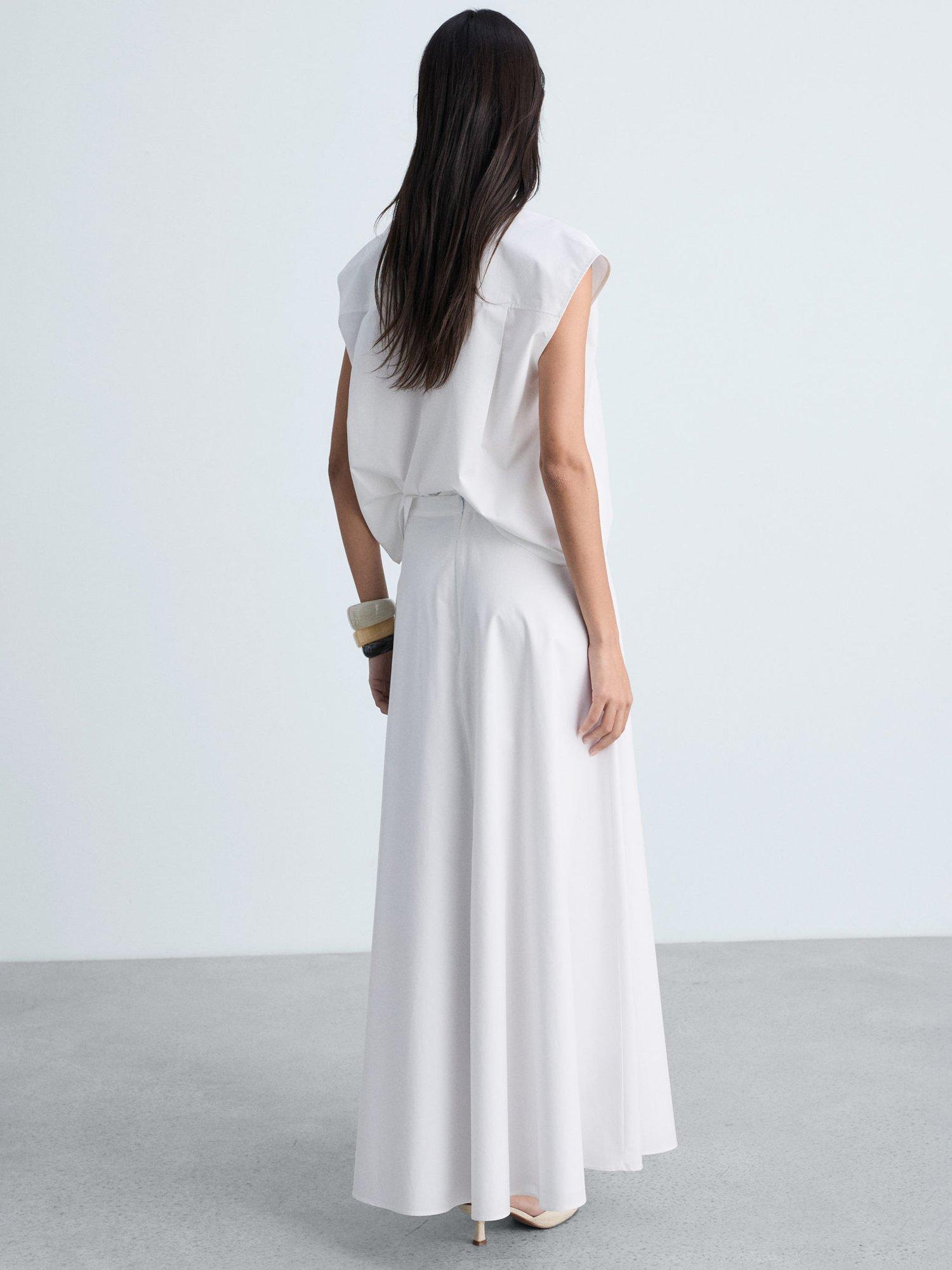 Product image 4 of 7, which shows Mango Popplin Cotton Skirt, White, L
