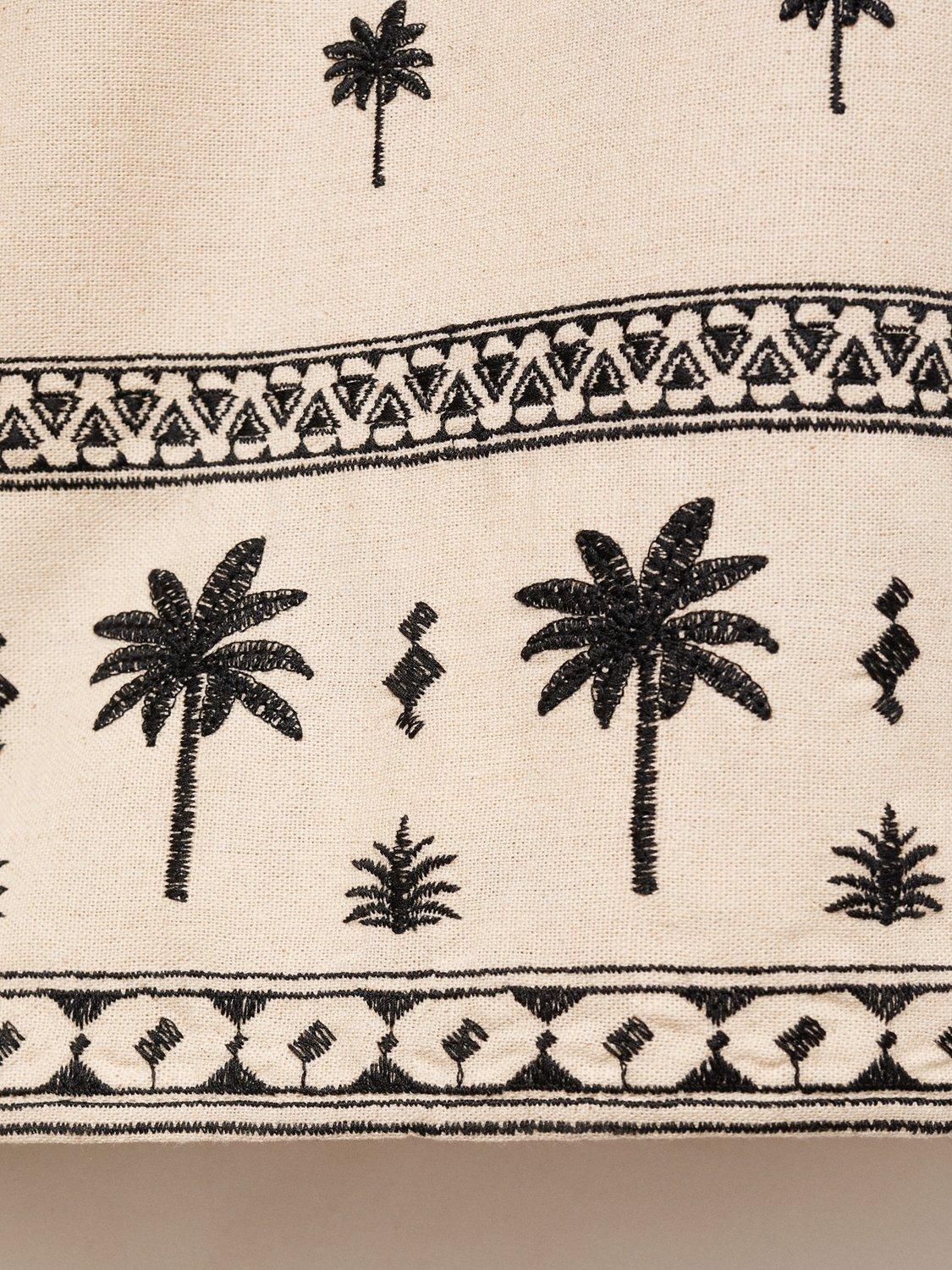 Product image 5 of 7, which shows Mango Embroidered Palm Straight Trousers, Beige/Black, L