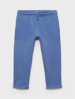 Mango Kids' Paris Elasticated Drawstring Joggers, Medium Blue, Medium Blue