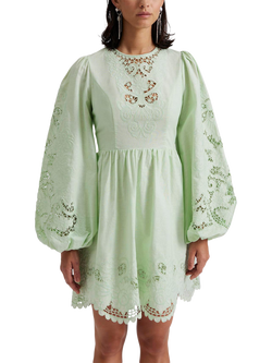 Malina Molly Broderie Scallop Hem Mini Dress, Mint, Mint