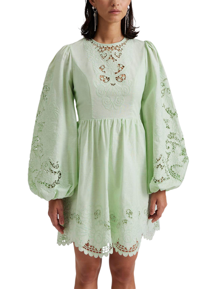 Malina Molly Broderie Scallop Hem Mini Dress, Mint, Mint