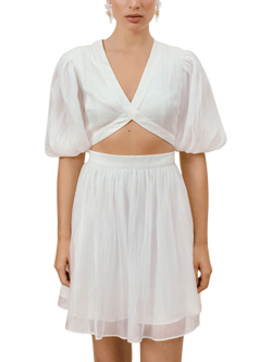 Malina Sienna Cut-Out Mini Dress, Ivory, Ivory