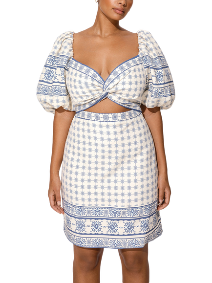 Malina June Linen Rich Mini Dress, French Blue, French Blue