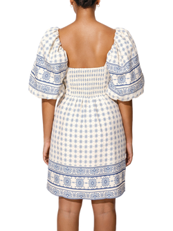Malina June Linen Rich Mini Dress, French Blue - view 2, French Blue