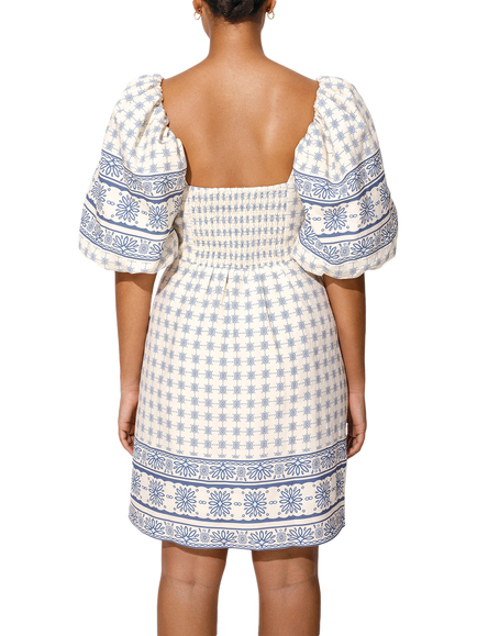 Malina June Linen Rich Mini Dress, French Blue - view 2, French Blue