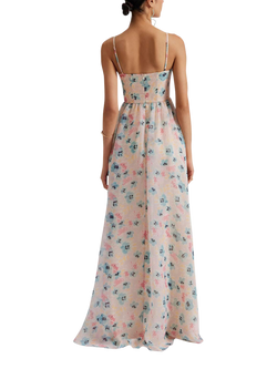 Malina Leonor Organza Floral Maxi Dress, Multi - view 2, Multi