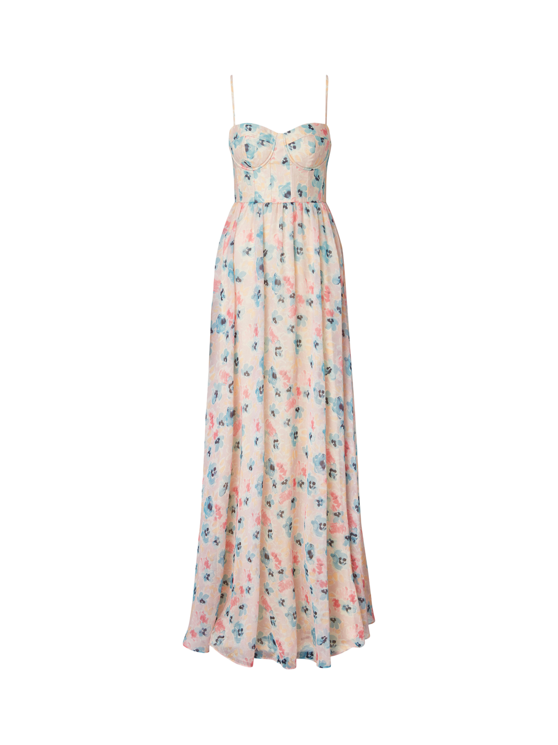 Product image 4 of 4, which shows Malina Leonor Organza Floral Maxi Dress, Multi, XS