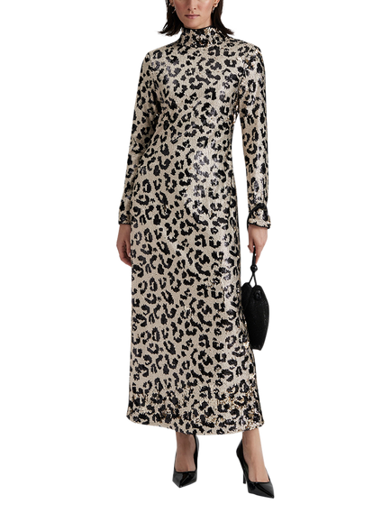 Malina Madelyn Animal Print Open Back Sequin Maxi Dress, Multi, Multi