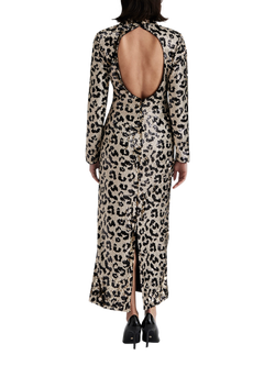 Malina Madelyn Animal Print Open Back Sequin Maxi Dress, Multi - view 2, Multi