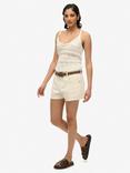 Superdry Mid Rise Denim Hot Shorts, Off White