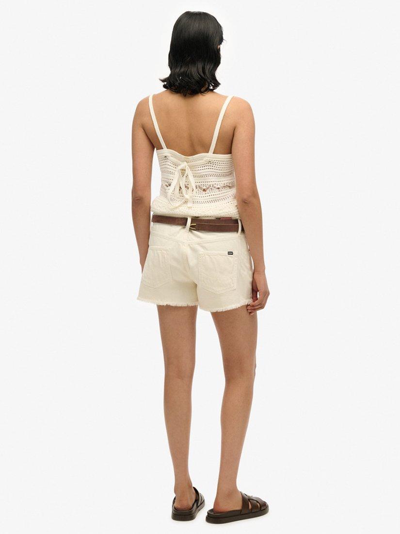 Product image 3 of 5, which shows Superdry Mid Rise Denim Hot Shorts, Off White, 26