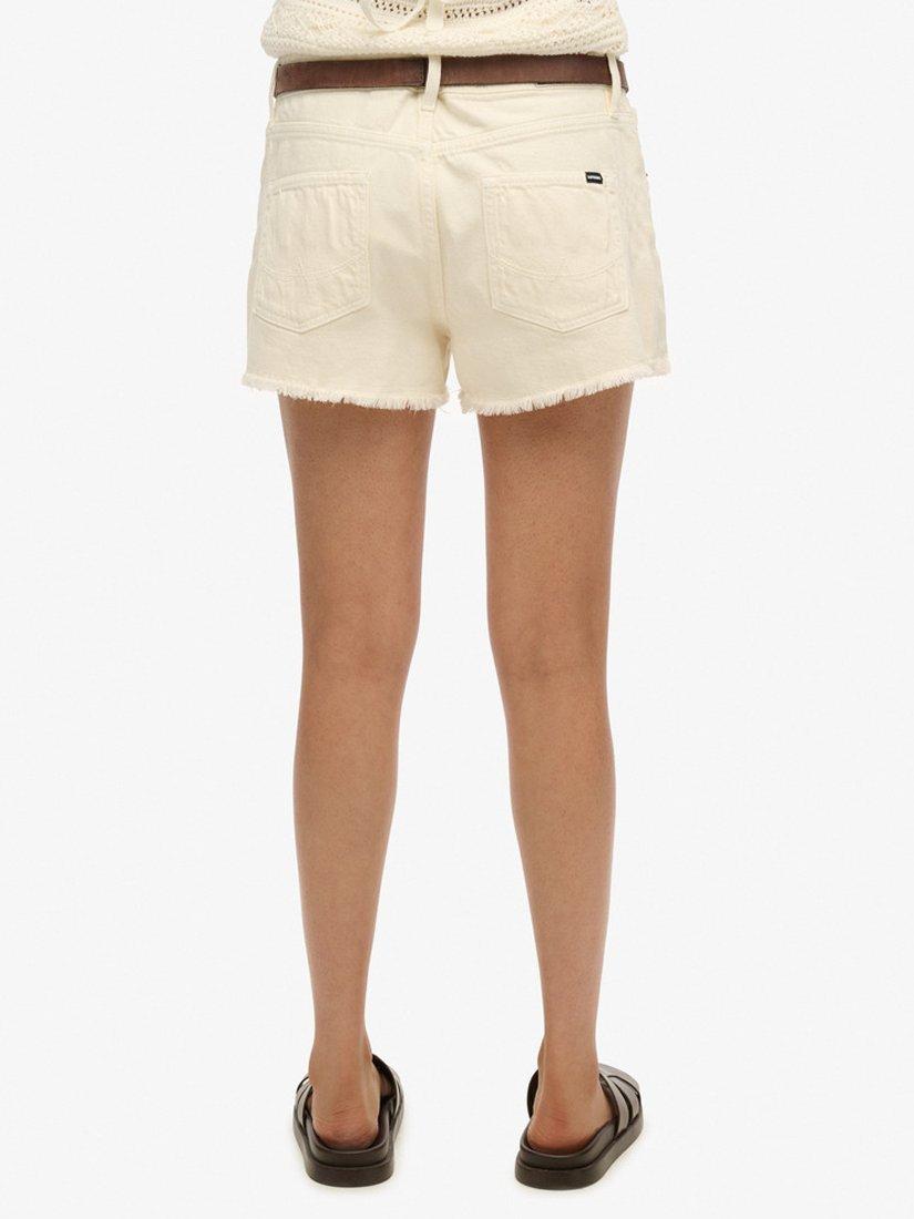 Product image 5 of 5, which shows Superdry Mid Rise Denim Hot Shorts, Off White, 26