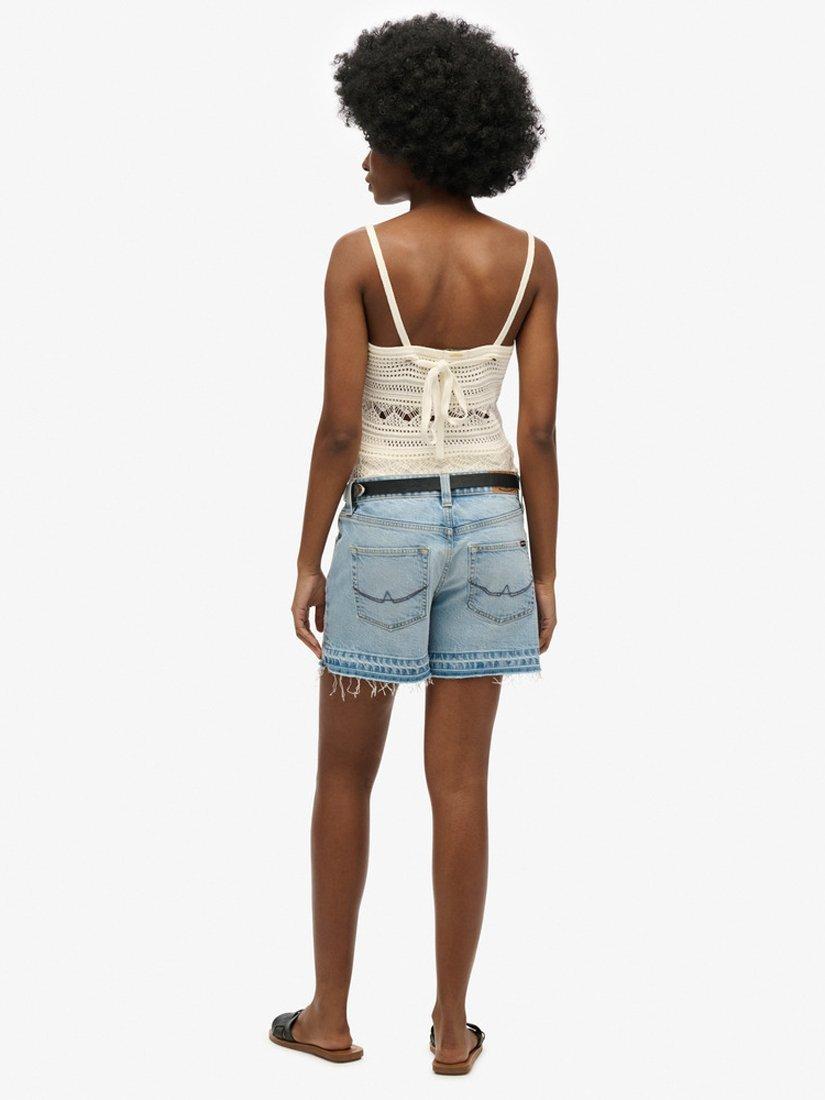 Product image 2 of 5, which shows Superdry Denim Cotton Blend Shorts, Azure Pale Blue, 26