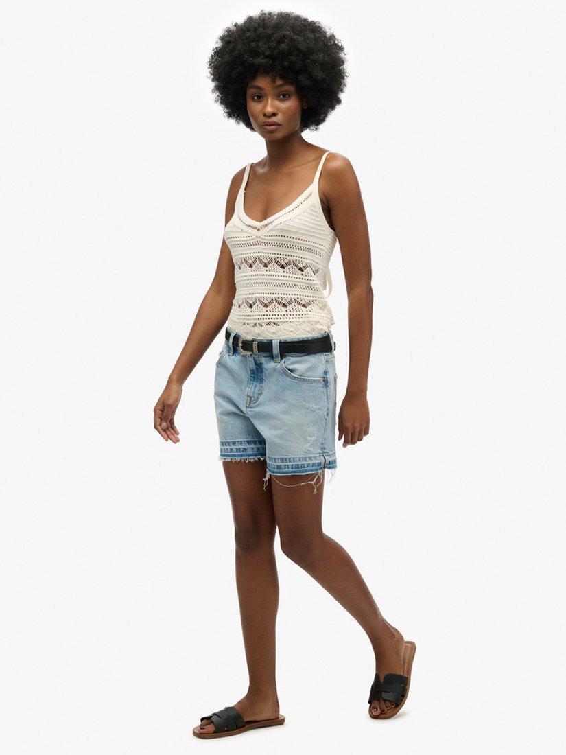 Product image 3 of 5, which shows Superdry Denim Cotton Blend Shorts, Azure Pale Blue, 26