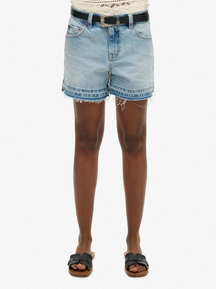 Product image 4 of 5, which shows Superdry Denim Cotton Blend Shorts, Azure Pale Blue, 26
