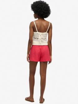 Superdry Pure Linen Shorts - view 2, Hyper Fire Coral