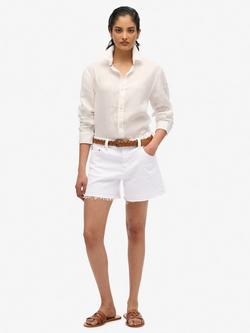 Superdry Mid Rise Denim Cut Off Shorts, Optic, Optic