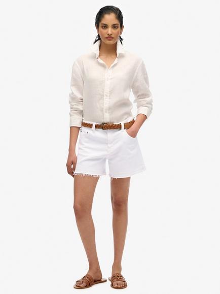Superdry Mid Rise Denim Cut Off Shorts, Optic, Optic