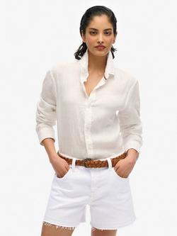 Superdry Mid Rise Denim Cut Off Shorts, Optic - view 2, Optic