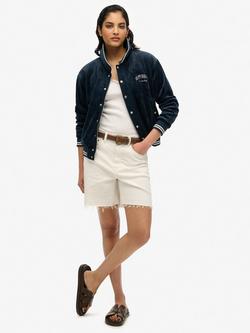 Superdry Country Club Jersey Bomber Jacket - view 2, Blueberry Navy