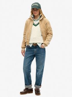 Superdry Country Club Jersey Bomber Jacket - view 2, Shaker Beige