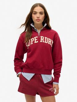 Superdry Athletic Essentials Applique Half Zip Sweatshirt, Bordeaux Red