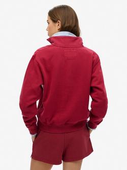 Superdry Athletic Essentials Applique Half Zip Sweatshirt - view 2, Bordeaux Red