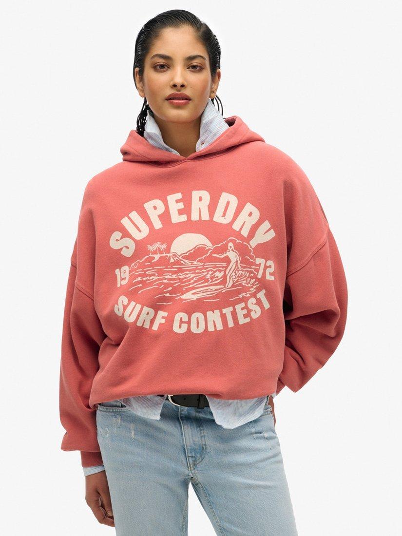 Product image 1 of 4, which shows Superdry Lo-Fi Outdoor Oversized Hoodie, Baked Apple Red, 6