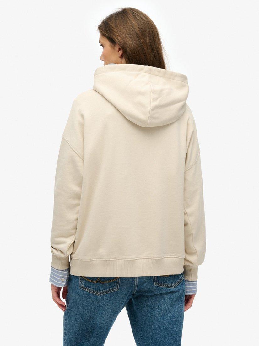 Product image 2 of 5, which shows Superdry Venue Metallic Relaxed Hoodie, Pumice Stone Beige, 6