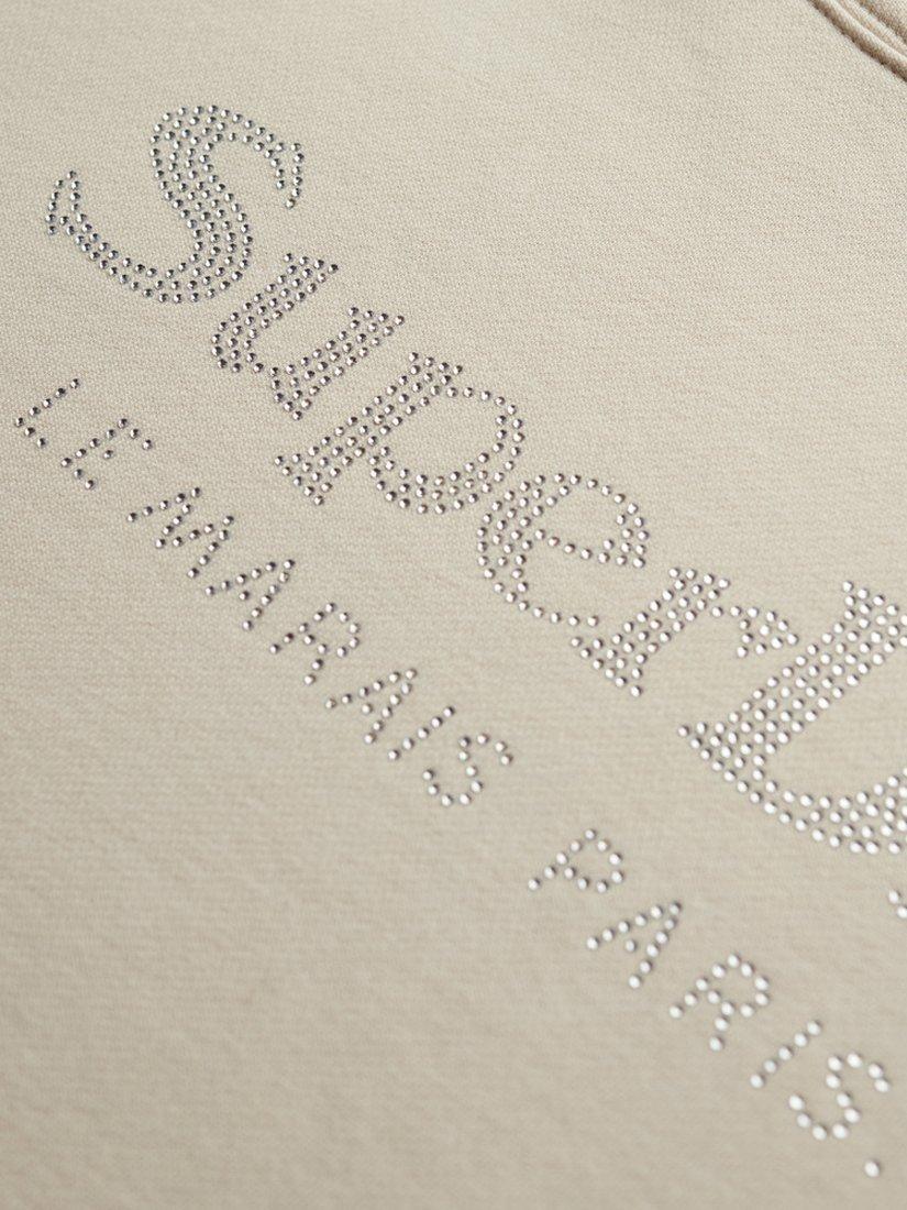 Product image 5 of 5, which shows Superdry Venue Metallic Relaxed Hoodie, Pumice Stone Beige, 6