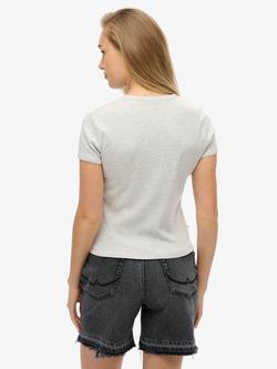 Superdry Essential Logo Rib T-Shirt, Glacier Grey Marl - view 2, Glacier Grey Marl