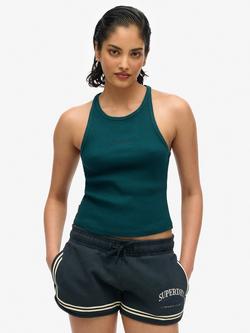 Superdry Essential Logo Racer Vest Top, Dark Pine Green
