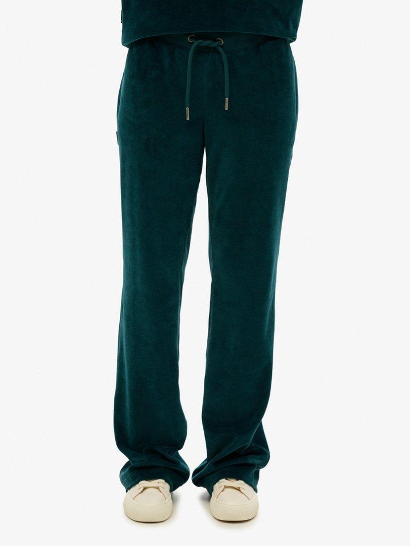 Product image 4 of 6, which shows Superdry Velour Wide Leg Joggers, Dark Pine Green, 6