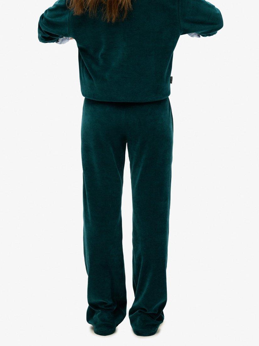 Product image 5 of 6, which shows Superdry Velour Wide Leg Joggers, Dark Pine Green, 6