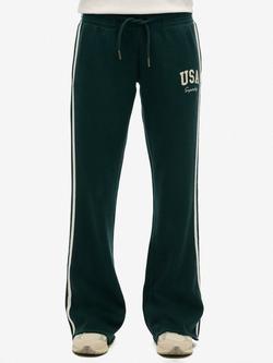 Superdry Athletic Essentials Stripe Flared Joggers - view 2, Dark Pine Green