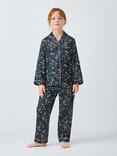 John Lewis Kids' Dragonfly Satin Pyjama Set & Scrunchie, Navy
