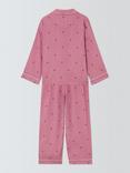 John Lewis Kids' Heart Print Satin Pyjama Set & Scrunchie, Pink