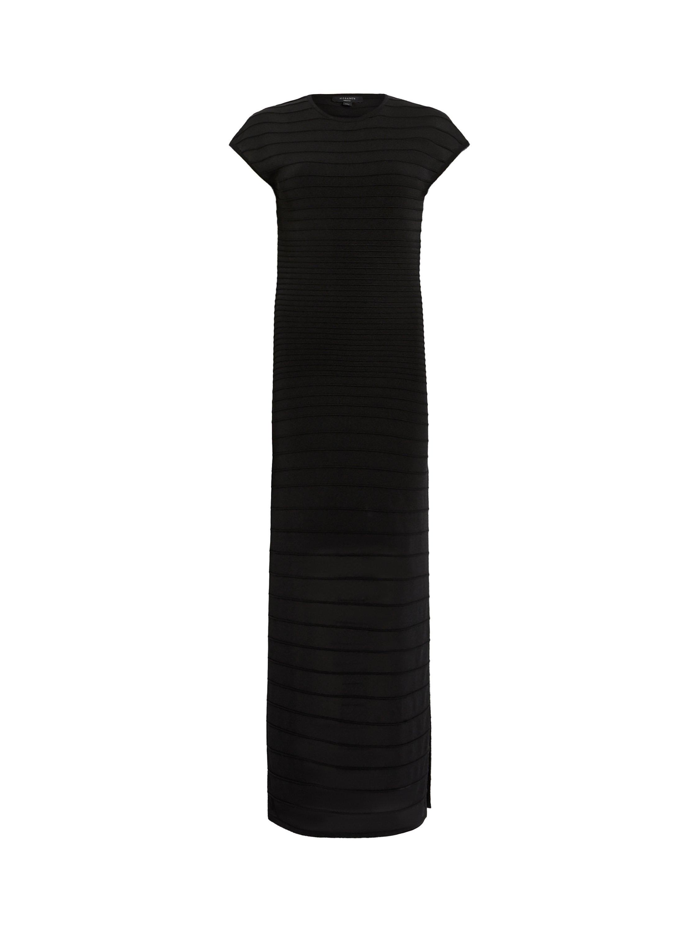 Product image 4 of 6, which shows AllSaints Ivana Pleat Bodycon Dress, Black, L
