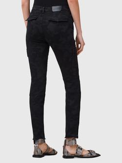 AllSaints Duran Camouflage Skinny Cargo Trousers, Black Multi Black - view 2, Black Multi Black