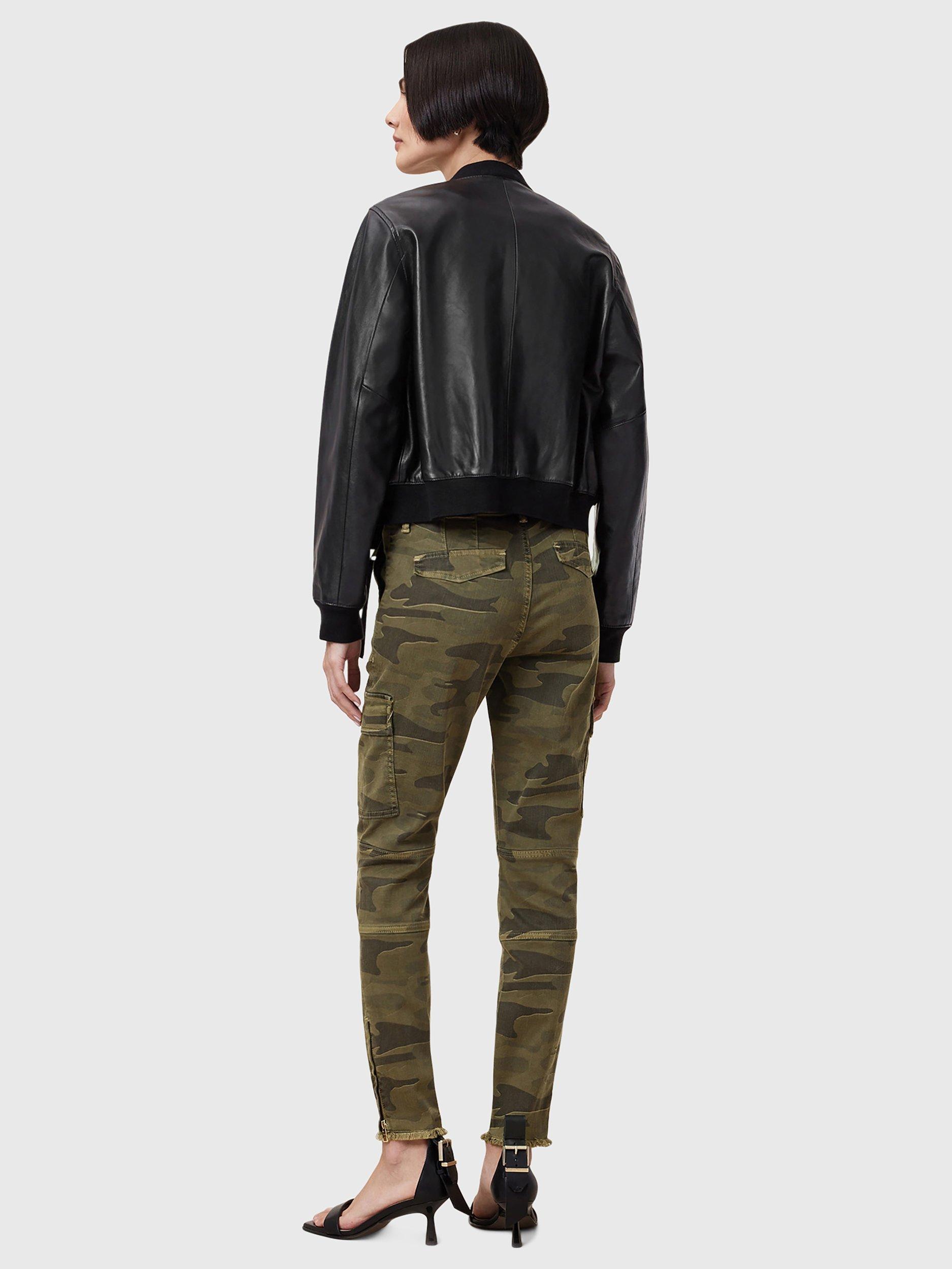 Product image 8 of 8, which shows AllSaints Duran Camouflage Skinny Cargo Trousers, Camo Green, 25