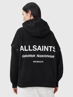 AllSaints Omnium Amphia Pure Organic Cotton Hoodie, Black - view 2, Black