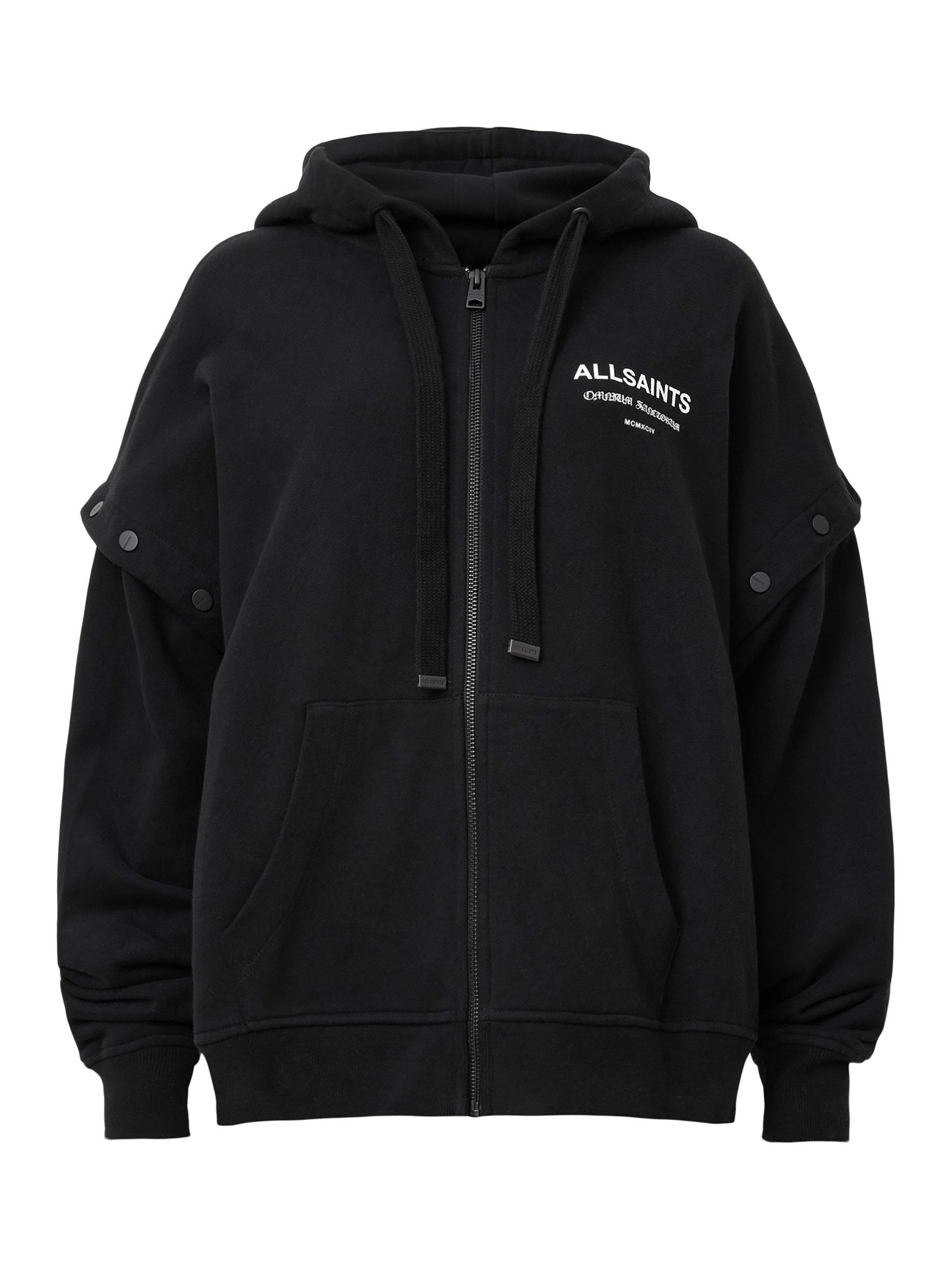 Product image 4 of 10, which shows AllSaints Omnium Amphia Pure Organic Cotton Hoodie, Black, L