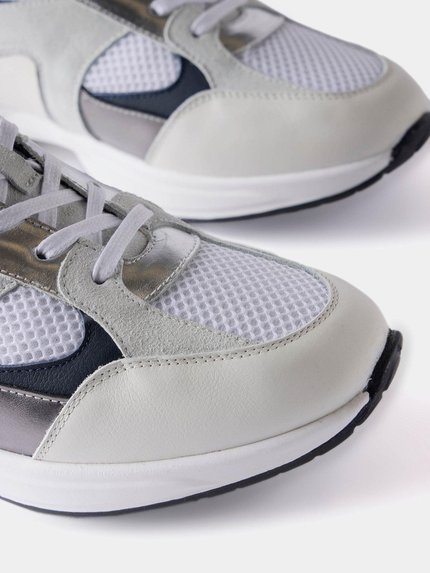 Product image 6 of 6, which shows Mint Velvet Suede Panel Trainers, White, 8
