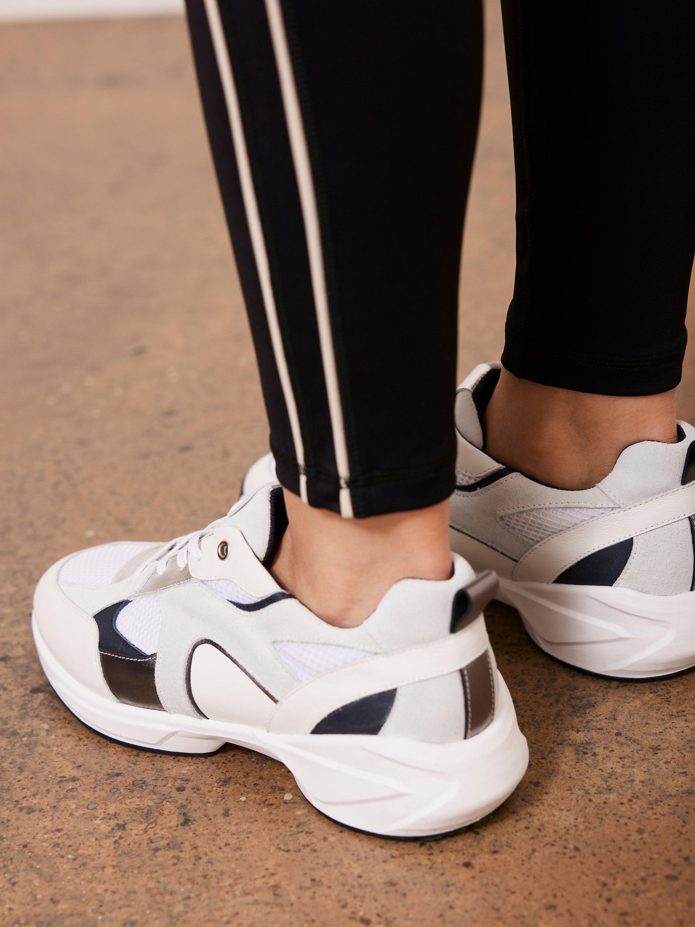 Product image 4 of 6, which shows Mint Velvet Suede Panel Trainers, White, 8