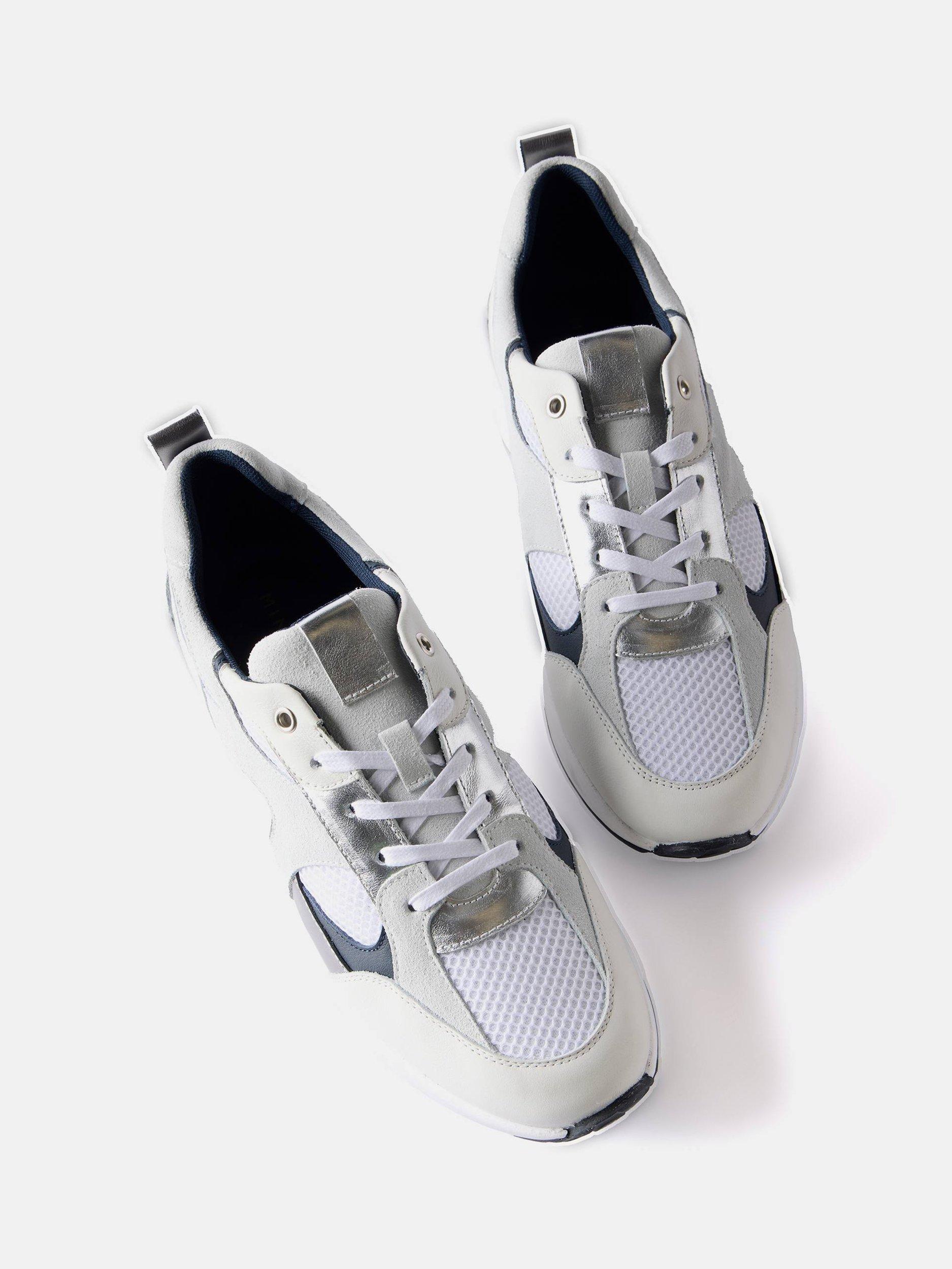 Product image 5 of 6, which shows Mint Velvet Suede Panel Trainers, White, 8