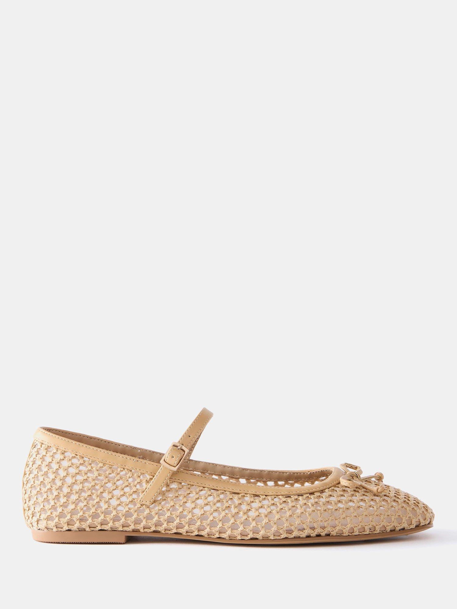 Product image 1 of 6, which shows Mint Velvet Sara Mesh Ballerina Pumps, Beige, 3