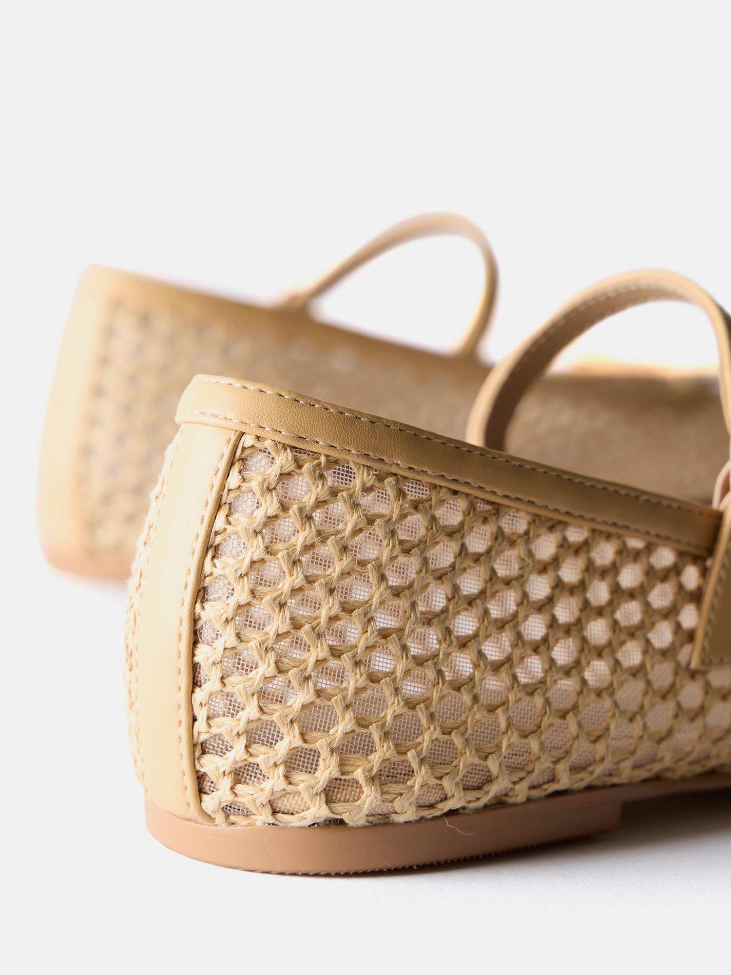 Product image 6 of 6, which shows Mint Velvet Sara Mesh Ballerina Pumps, Beige, 3